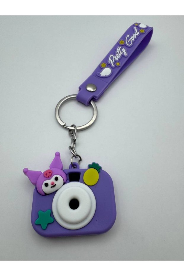 Purple Silicone Camera Design Kuromi Character Figure Keychain – Pretty Good Cute Design with Strap