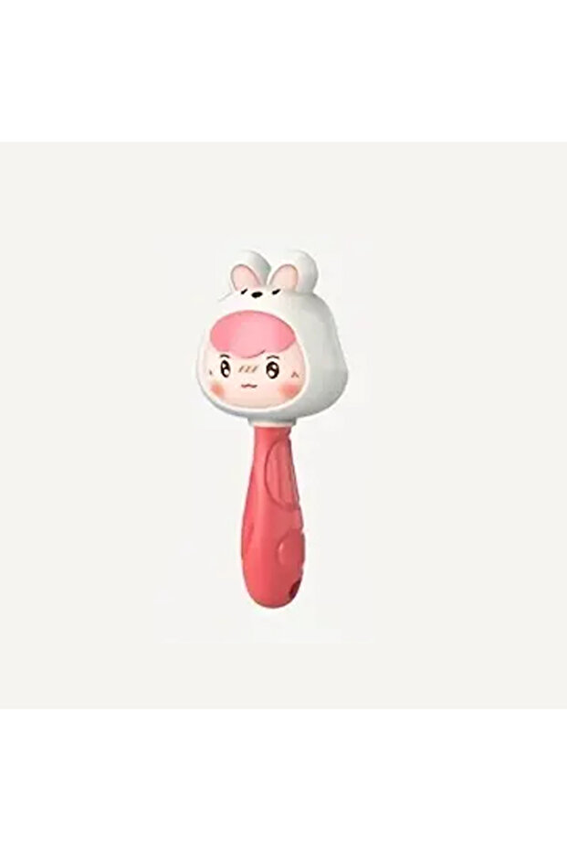 pink rabbit Cartoon Rattle, Newborn Sensory Grasp Toy, Chew-Safe Early Ed Handbell for Xmas & Bday B