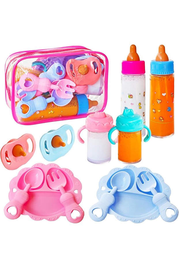 13pcs Baby Doll Accessories Magic Bottle Set Pretend Play Feeding Toy Set Doll Magic Milk Juice Bott