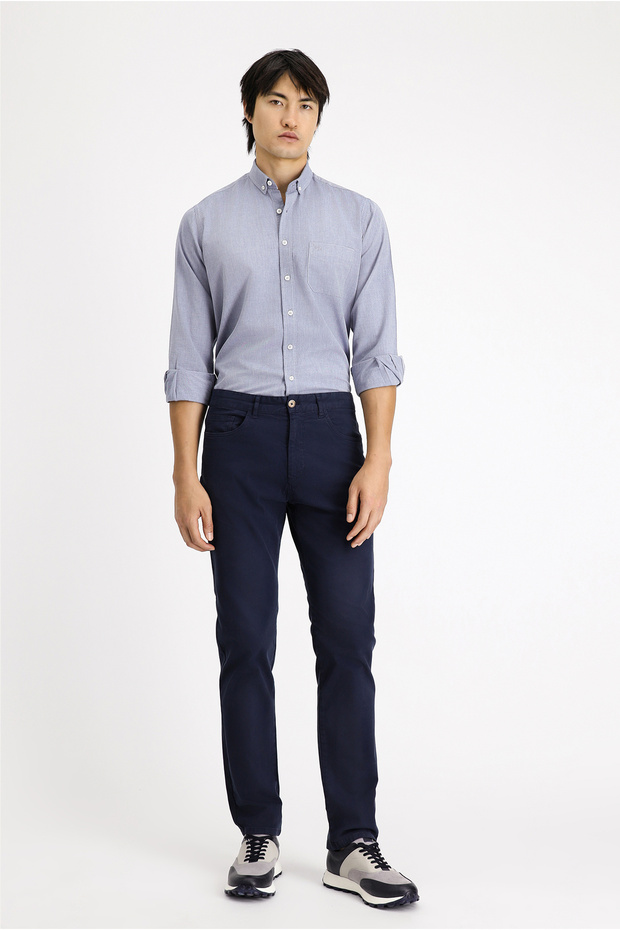 Regular Fit Standard Cut Lycra Canvas / Chino Trousers