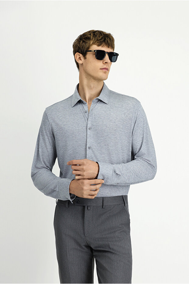 Long Sleeve Regular Fit Knitted Sports Shirt