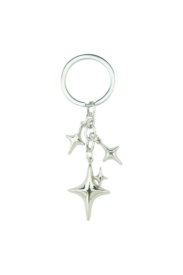 silver Y2K Keychains Star Moon Metal Key Rings For Women Men Friendship Gift Handbag Bag Decoration