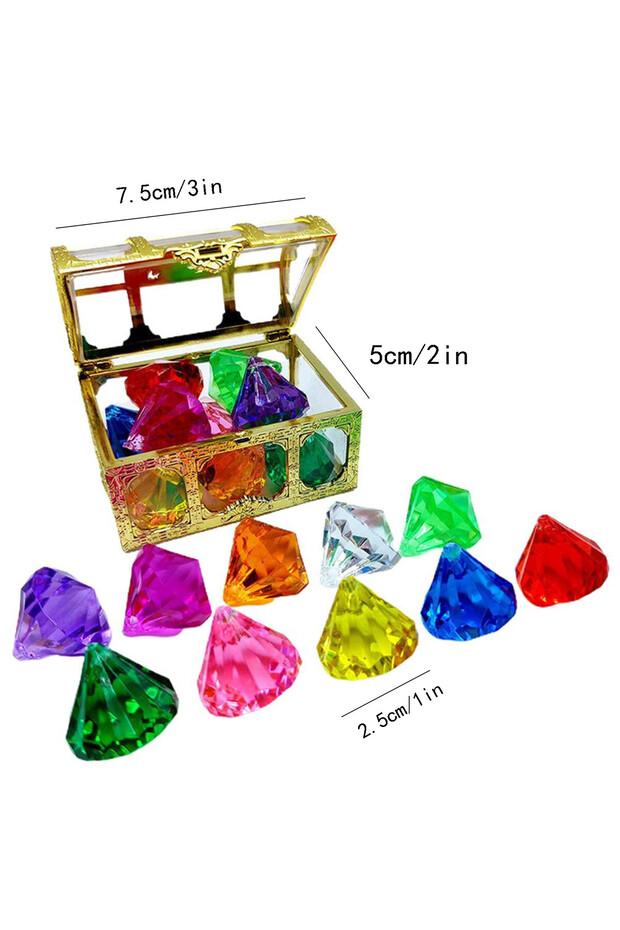 multicolour 10pcs Diamond Set Pool Decoration Simulated Underwater Treasure Diamond Toys Pirate Box