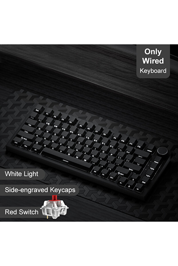 لوحة مفاتيح ميكانيكية لاسلكية AK820-Black1 AK820/Pro بتقنية البلوتوث 5.1 و2.4 جيجاهرتز وUSB-C سلكية قابلة للتبديل السريع