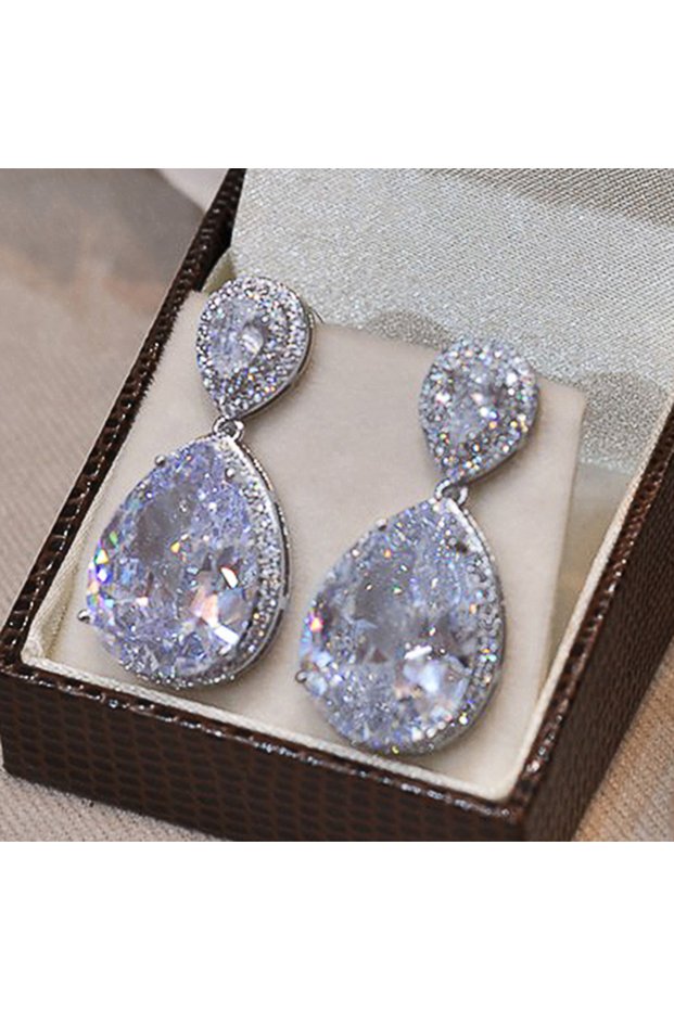 E2274 Huitan High-quality Women's Earrings with Big Water Drop Cubic Zirconia AAA Sparkling Lady Ear