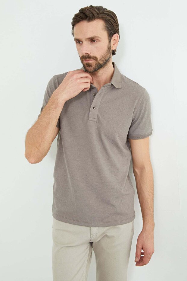 Patterned Polo Neck Regular Fit T-Shirt