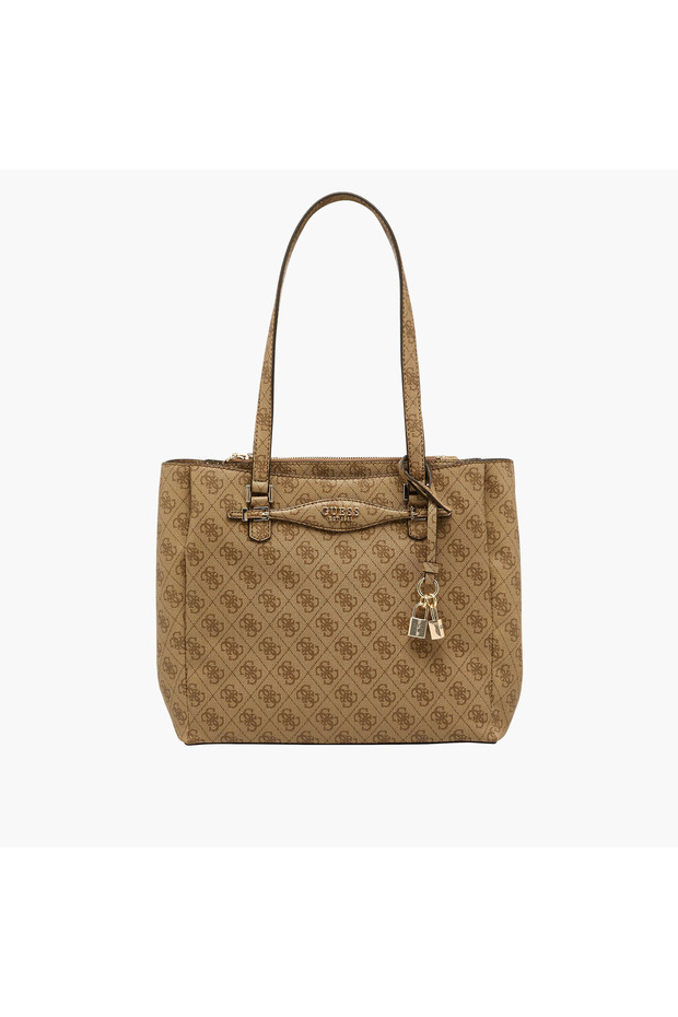Katya Monogram Textured Tote Bag with Double Handle