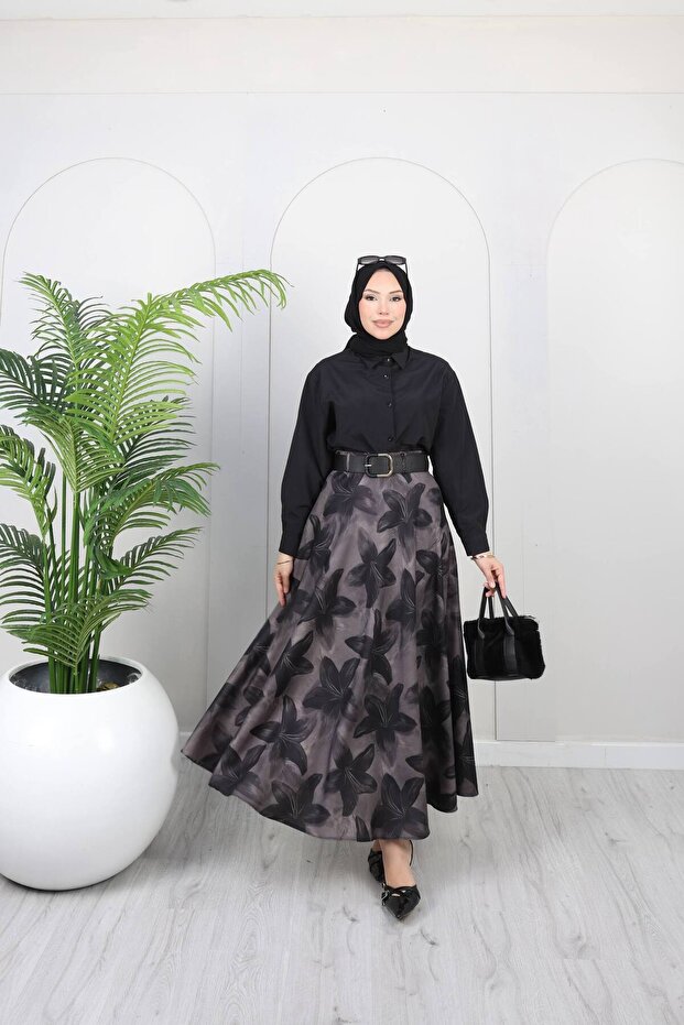 Floral Patterned Long Skirt
