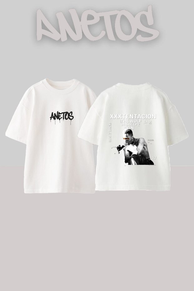 Xxxtentacion Design Back Printed Cotton White Oversize T-Shirt