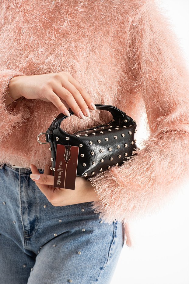 Sia Staple Detailed Faux Leather Women's Crossbody Bag Black