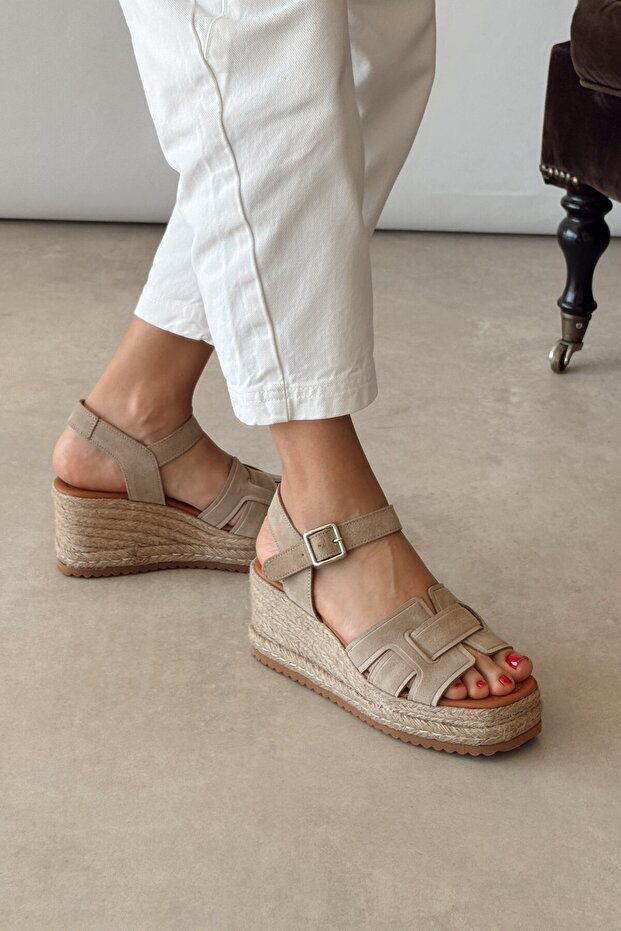 Hermosa Beige Genuine Leather Sandals
