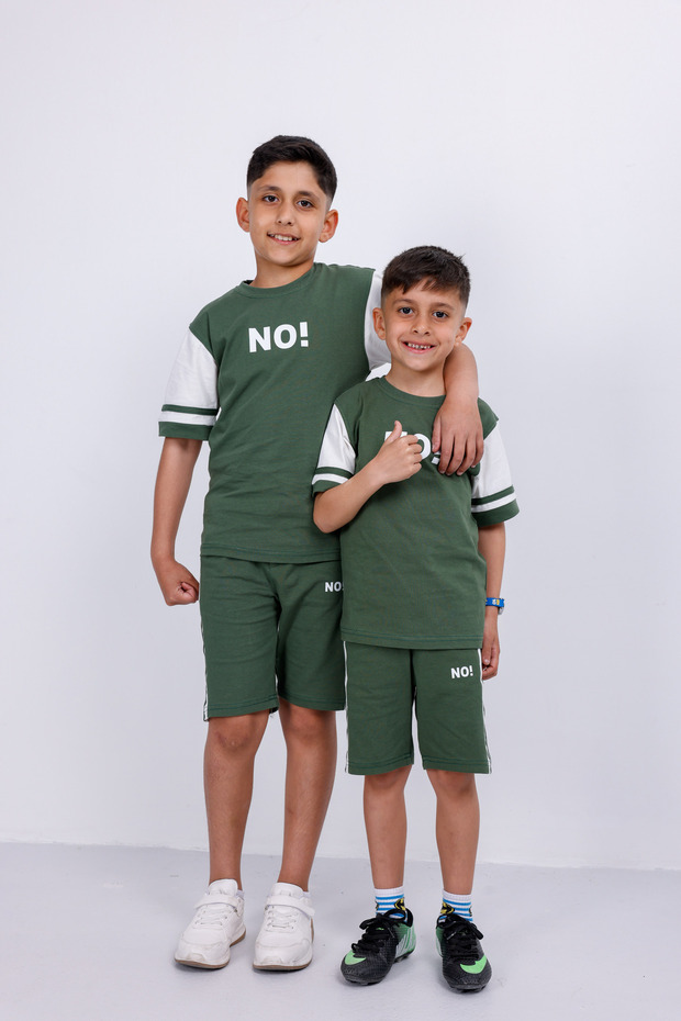 Boy's Elastic Waist Cotton Ion Print Shorts Set