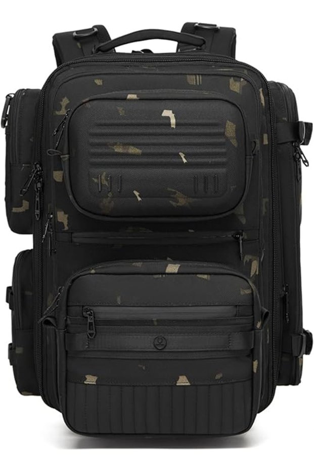 9762 3-in-1 Expandable Anti-Theft Travel Backpack, 46L Water-Resistant Oxford Carry-On Bag, Unisex, 48×29×30 cm, Camo