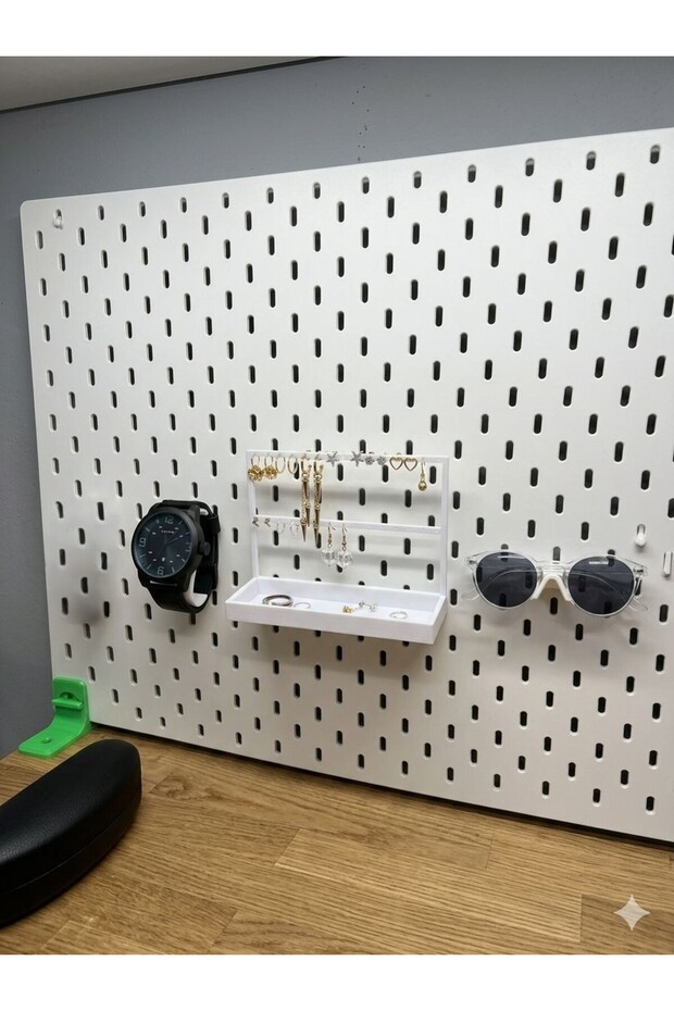 🧱 Skadis Compatible 3-Piece Jewelry & Accessory Organizer Set – Watch + Earring + Glasses Hanger