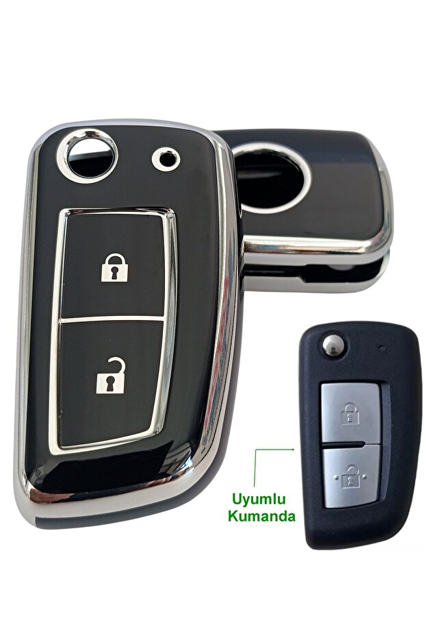 Nissan Juke Qashqai Micra X-Trail Compatible Remote Key Case Cover Auto Keychain Black Silver