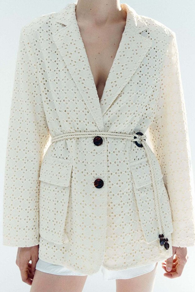 Broderie-anglaise cotton blazer