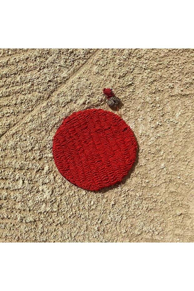 Lina Beaded Bag – Radiant Red Circular Clutch | Handcrafted Luxury Pouch | Luxury Gifts Dubai