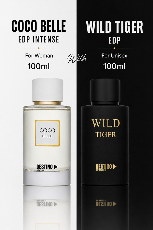 COCO BELLE EDP Intense 100ml for Women + WILD TIGER EDP 100ml for Unisex | Perfume Combo Set