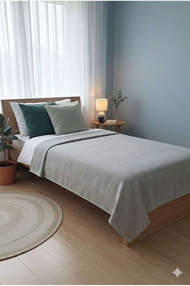 Cotton Single Pique Bedspread 165X215 Khaki Green