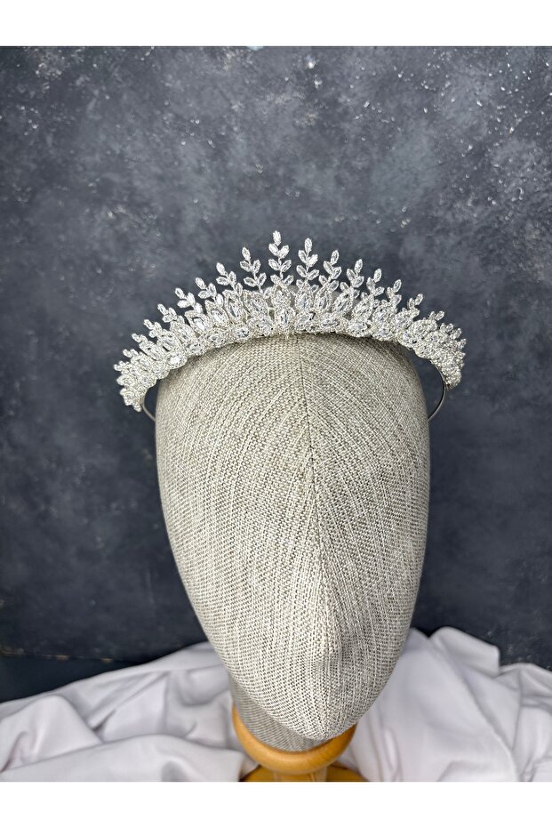 Handcrafted Zircon Stone Bridal Crown Engagement Wedding Hair Accessory