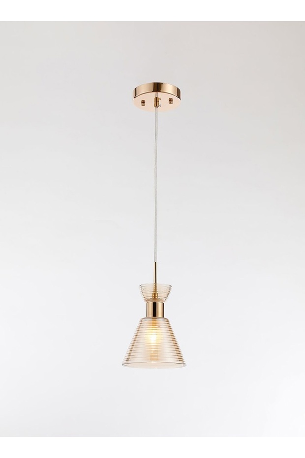 Modern Lighting, Single pendent, Light, Gold Colored Glass copper pendent , Antique Bronze Color, 150x25 cm, Suitable for bedroom and kitchen