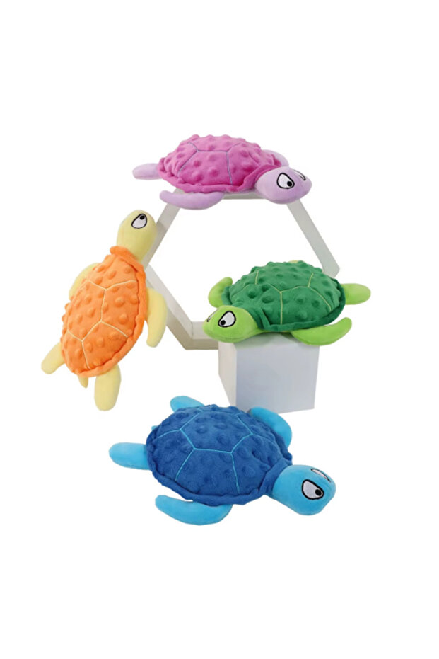 Squeaky Plush Turtle Pet Toy - 3