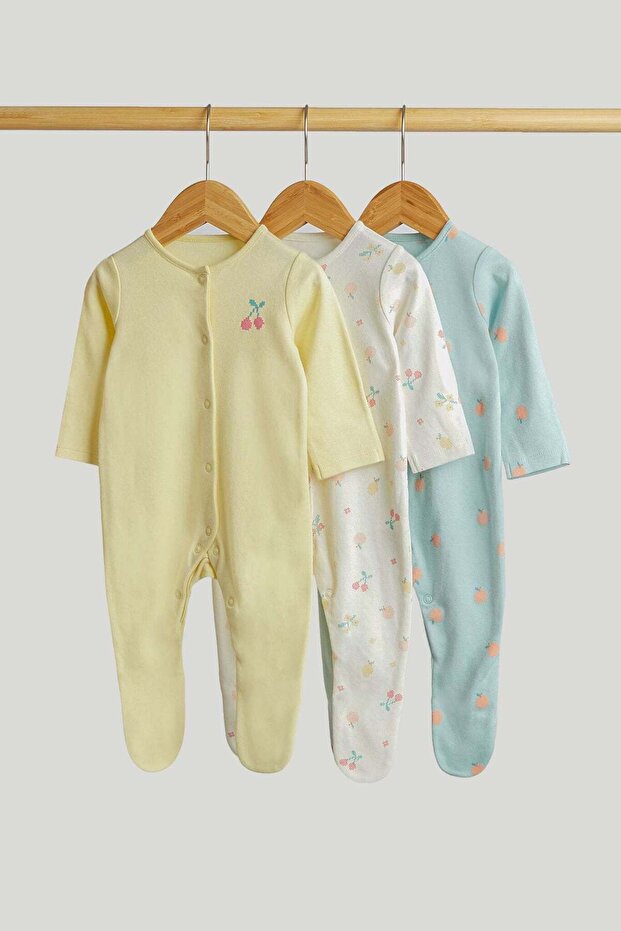 3 Pack Fruit Sleepsuits