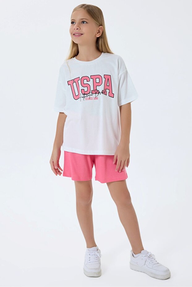 Girl's Licensed Uspa Tshirt-Shorts Two-Piece Set