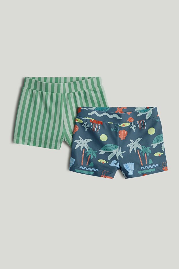 2 Pack Sea Life Swimming Trunks