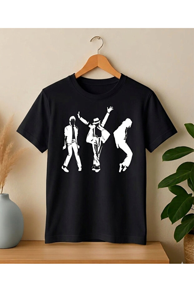 Michael Jackson Iconic Dance Figures Printed White-Black Oversized Unisex Cotton T-Shirt - King of Pop Custom Design T-Shirt