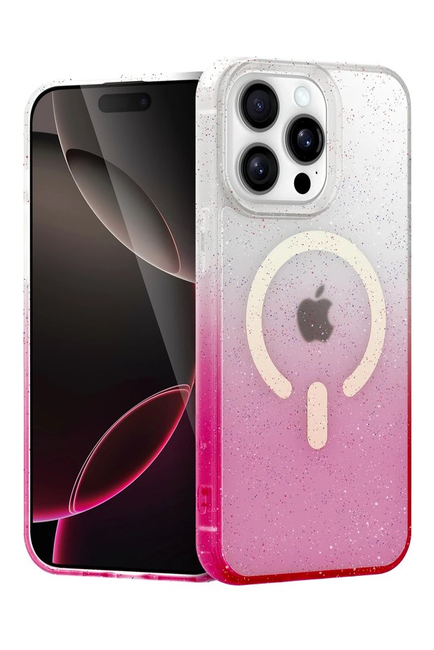 Ilkeshop New iPhone 14 Pro Max Pummel Shiny Magsafe Cover (145709) - Pink