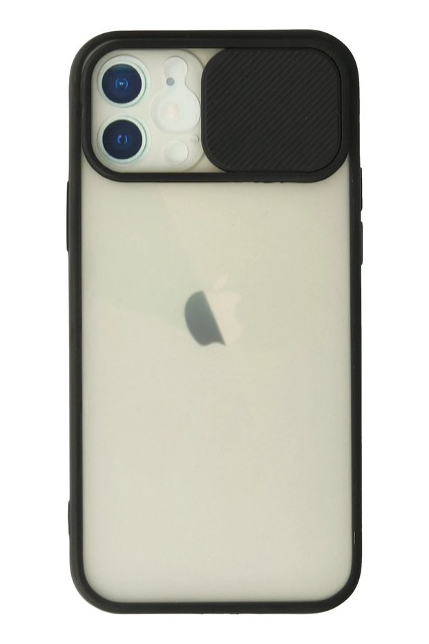 Ilkeshop New iPhone 12 Case Palm Frosted Camera Sliding Silicone (234134) - Black