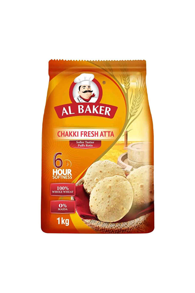 Albaker Chakki Atta 1kg, pack of 20pcs