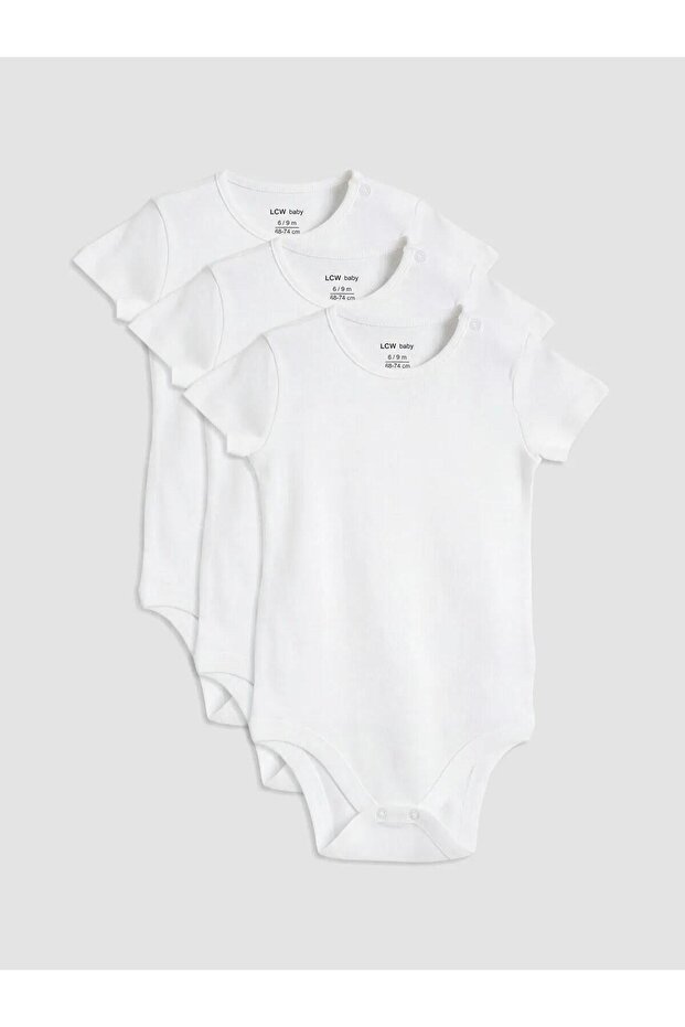 Crew Neck Baby Girl Snapback Bodysuit 3-Piece Set (S6)