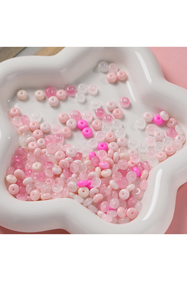 100pcs-6mm pink series 50/100pcs Glass Imitation Jade Beads Flat Round Spacer Beads Mixed Bead for D