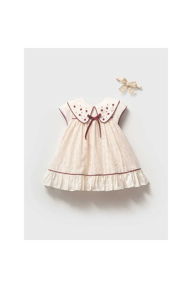 Baby Girl Collar Embroidery Detailed Dress