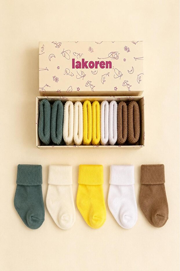 Organic Cotton 5-Piece Boxed Premium Newborn Baby Socks