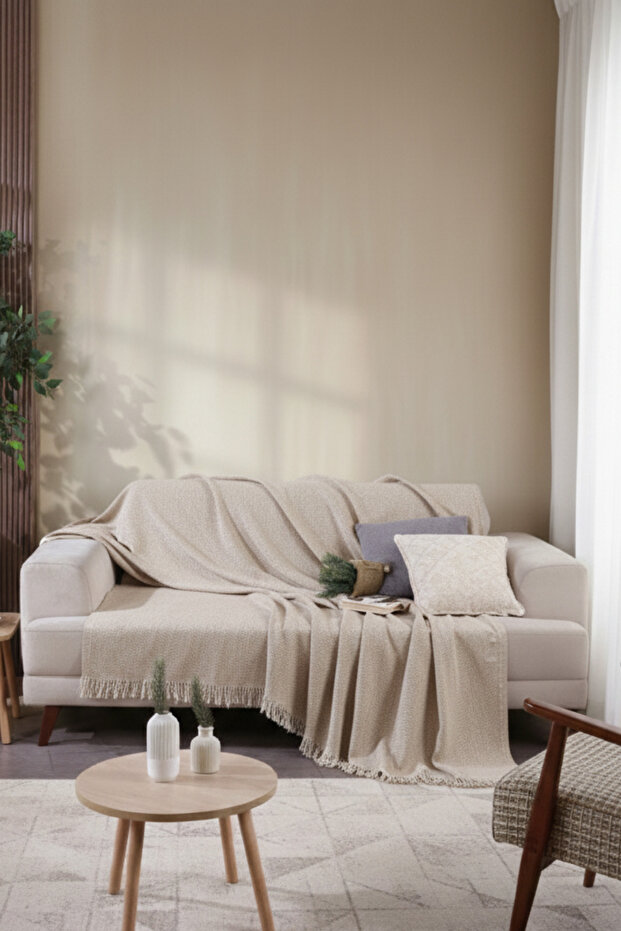 Cotton Fringed Front 170x210 Sofa Cover