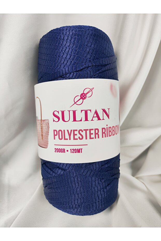 Navy Blue Polyester Ribbon Hand Knitting Yarn 200Gr. (1 Piece) - Color: 630