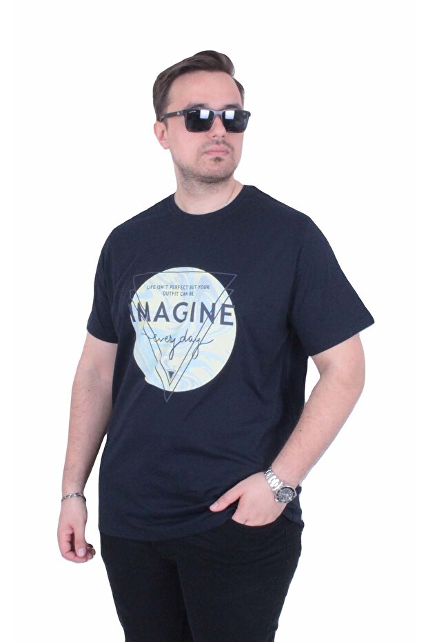 Men's Oversize Crew Neck T-Shirt Imagine 26132 Navy Blue