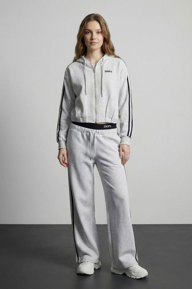 Quzu 26Ypnt01564 Women's Sweatpants with Piping Detail