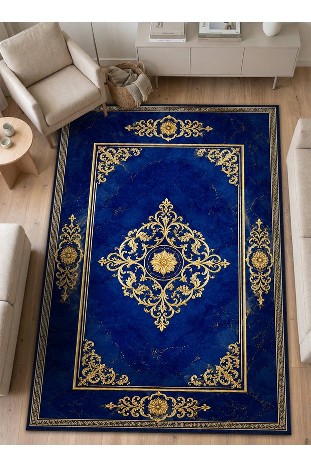 Sdt Traditional Theme Patterned Modern Woven Base Decorative Carpet Sdt1273Blue