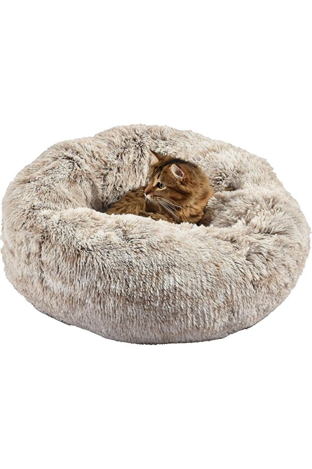 Donut Furry Pet Bed Grey Small