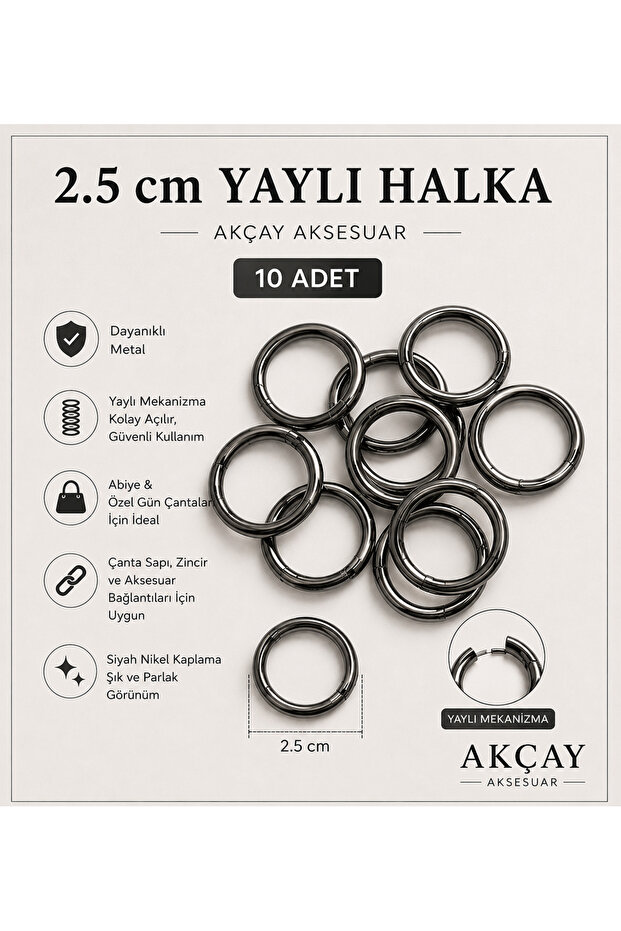 حلقة زنبركية ذهبية 2.5 سم 10 قطع