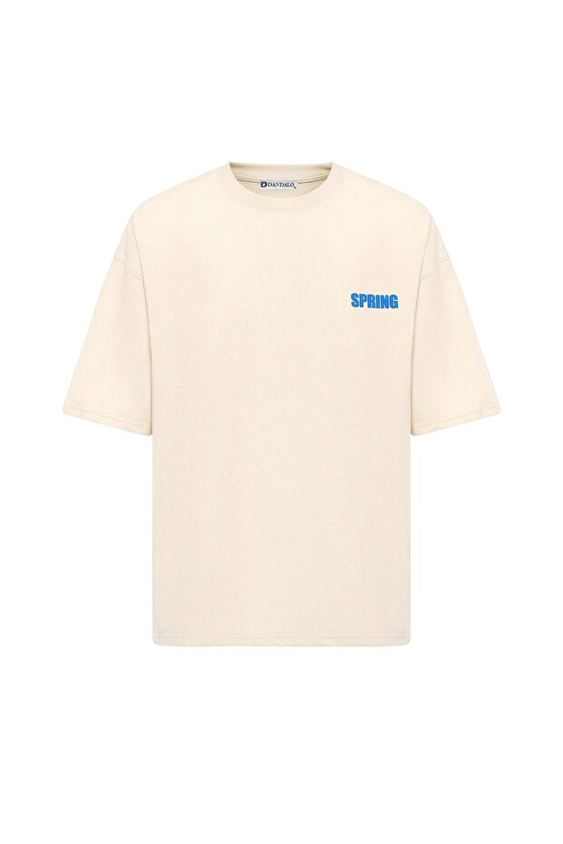 Spring Printed Oversize T-Shirt - Ecru