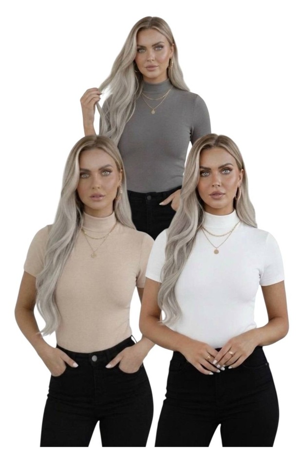 Women's 3-Piece Viscose Body Half Turtleneck Half Sleeve