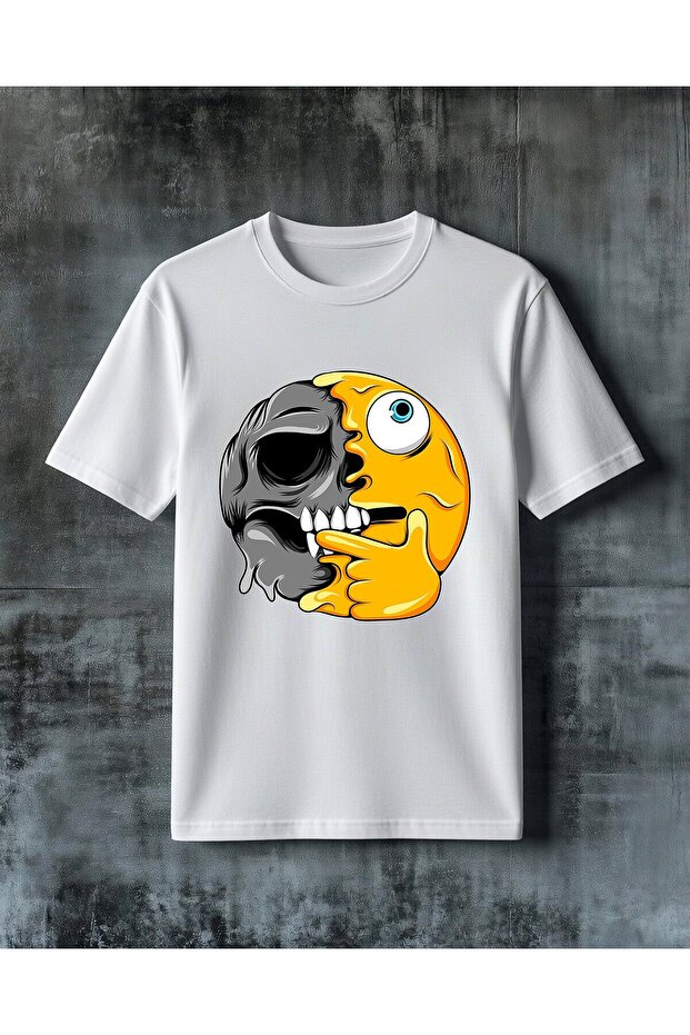 Skull and Character Print Oversized T-Shirt