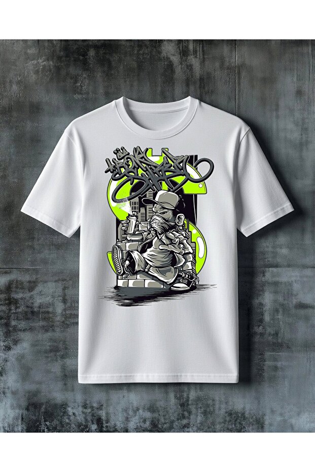 Graffiti Sehir Printed Oversize T-Shirt