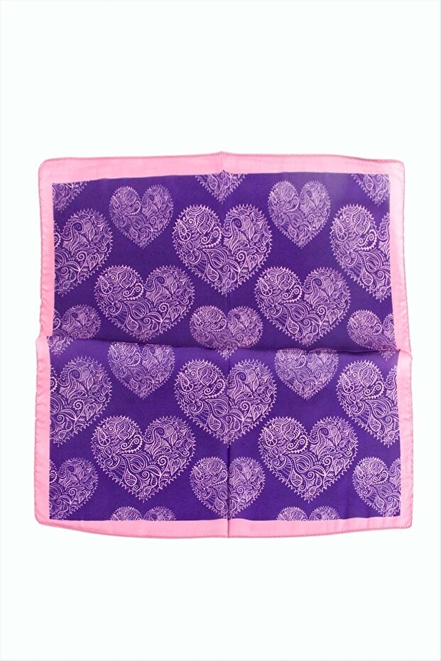 Heart Patterned Zr Chiffon Scarf 50*50 cm