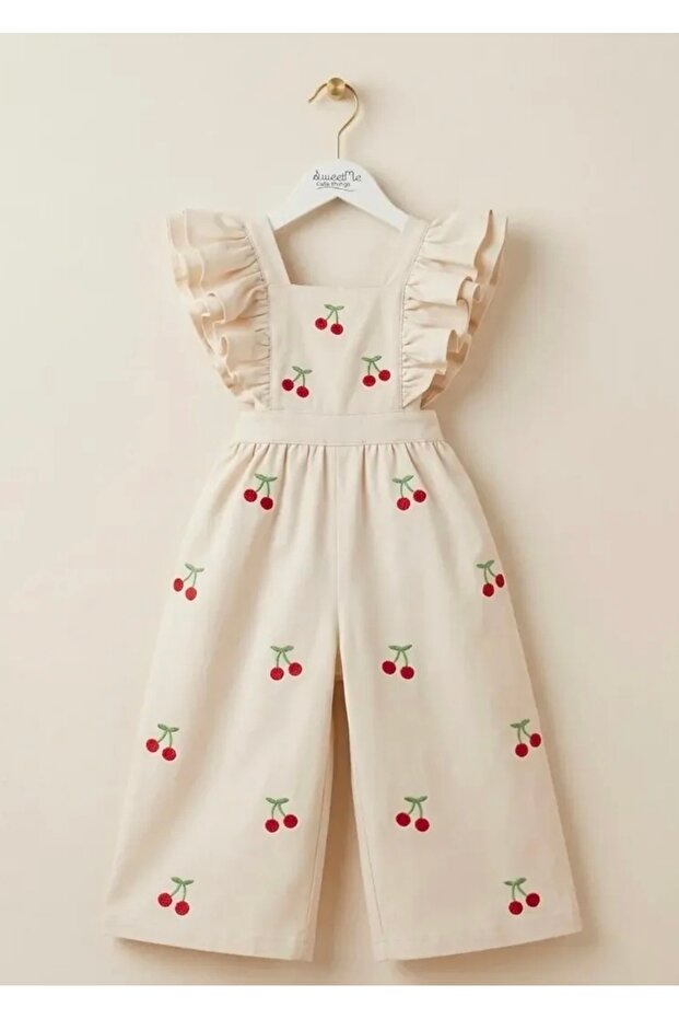 Cherry Girls' Summer Jumpsuit with Back Detail